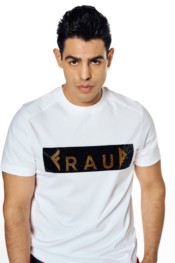 White t-shirt with crystal logos