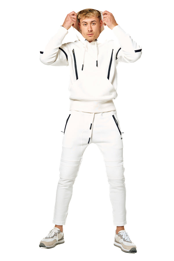 Fraud  Hooded  Tracksuit With Reflective  Piping With Zippers